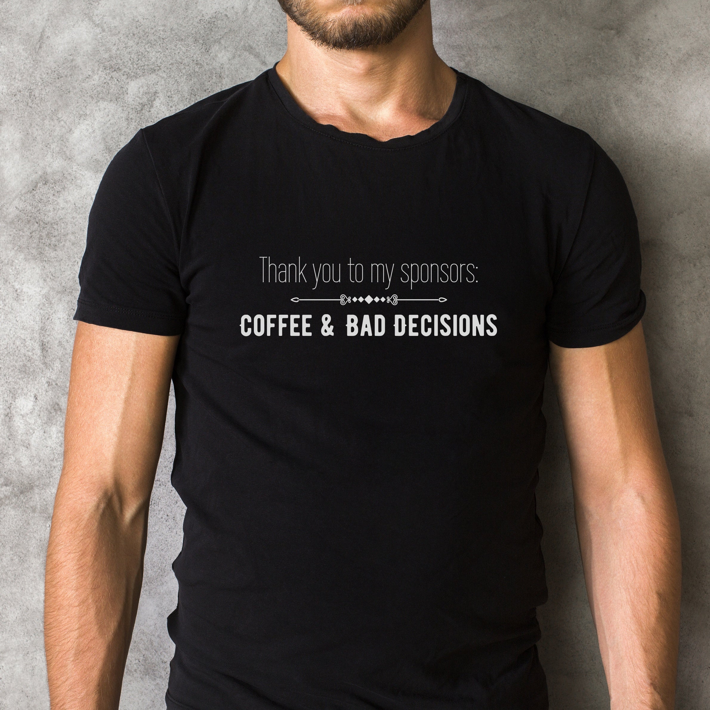 Coffee and Bad Decisions - Unisex Ringspun Cotton Graphic T-Shirt