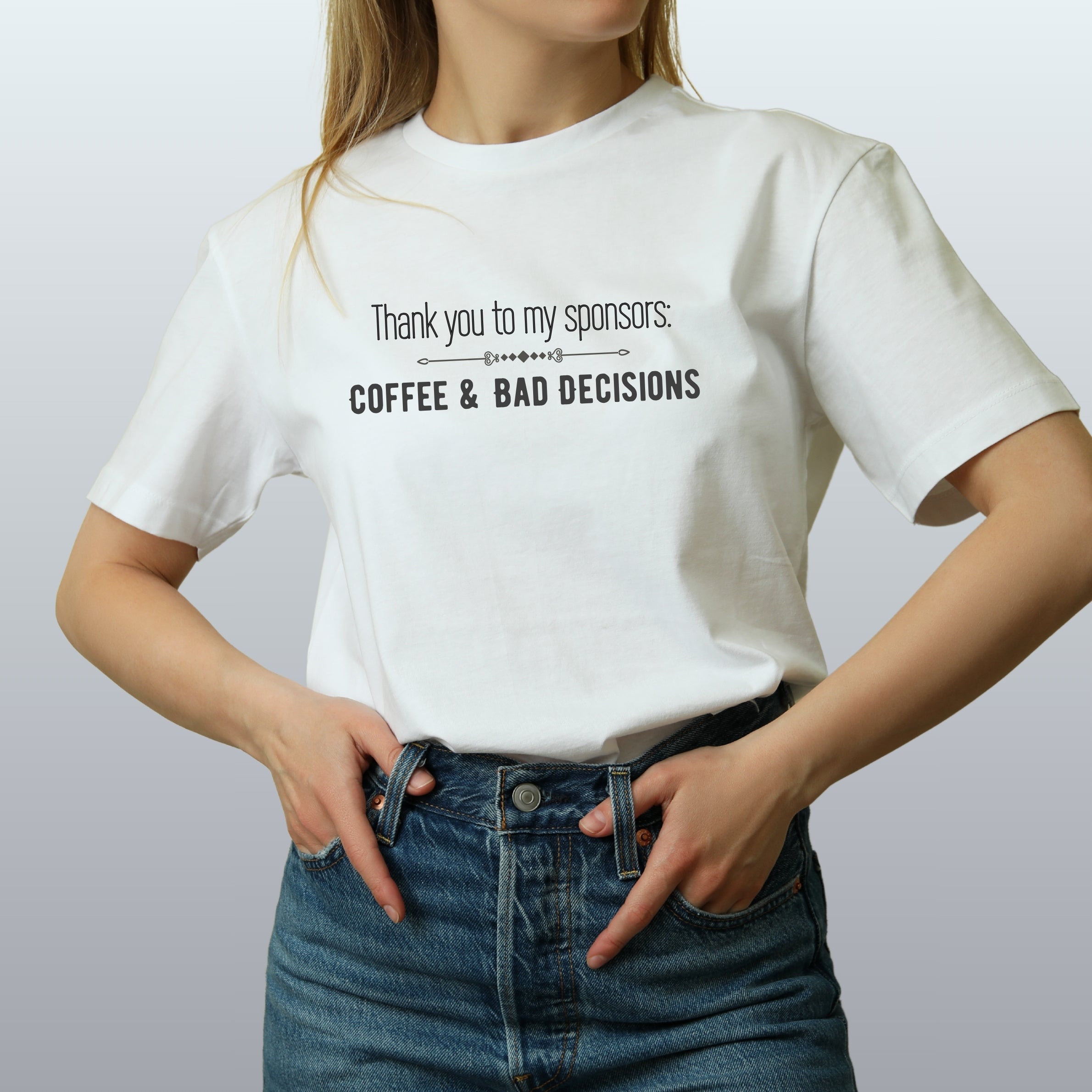 Coffee and Bad Decisions - Unisex Ringspun Cotton Graphic T-Shirt