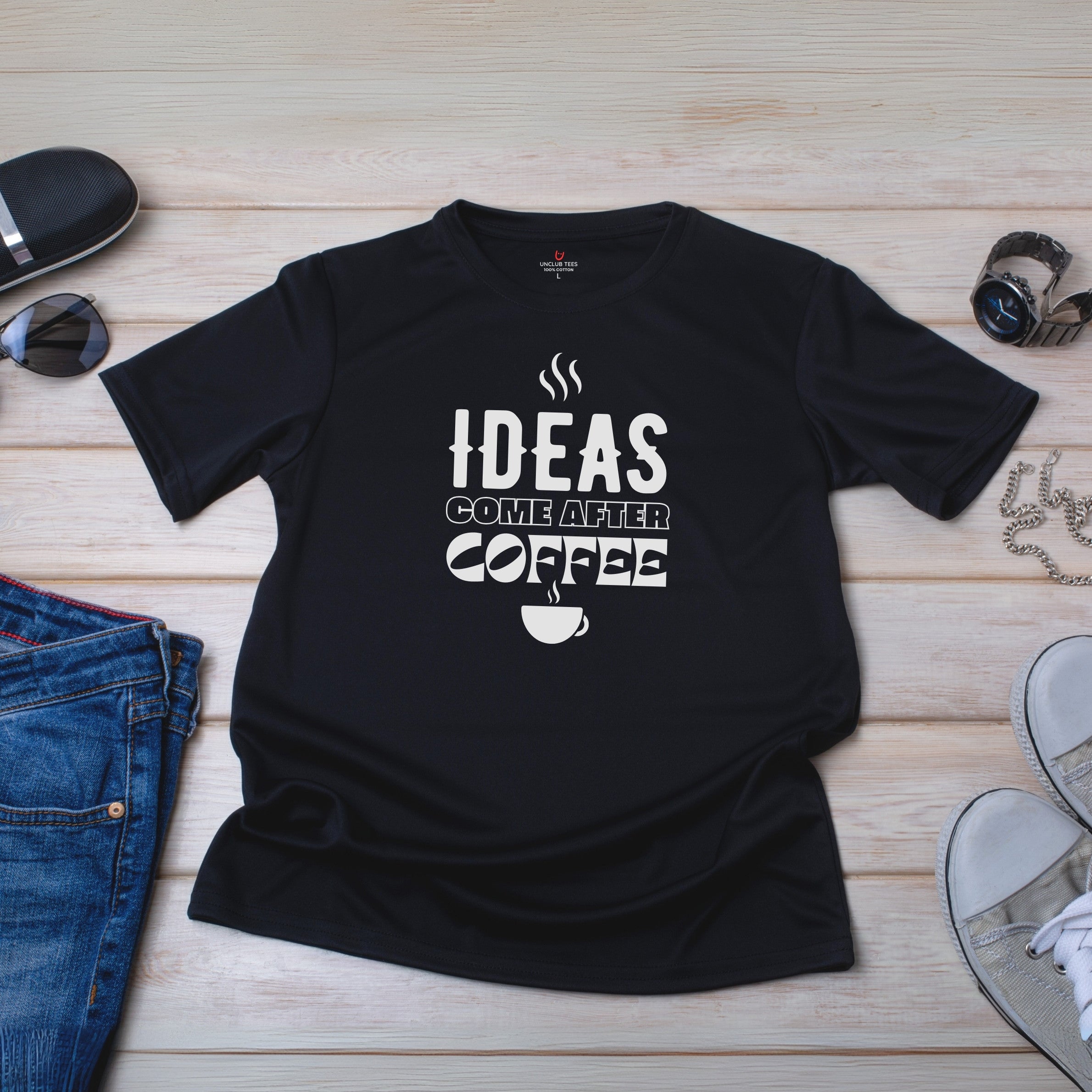 Ideas & Coffee - Unisex Cotton Graphic T-Shirt