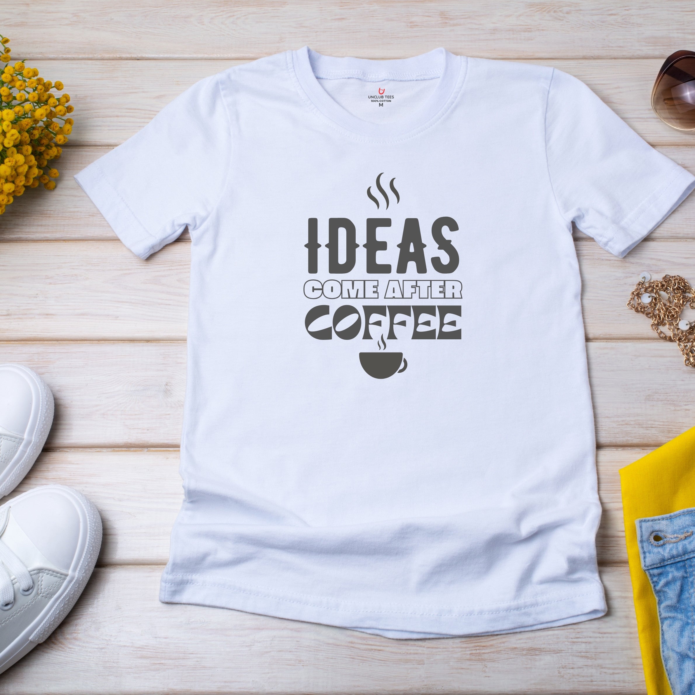 Ideas & Coffee - Unisex Cotton Graphic T-Shirt
