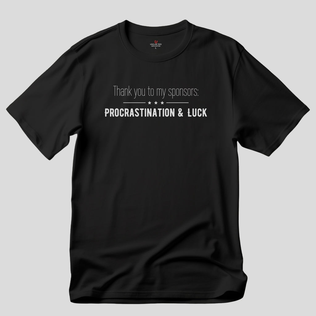 Procrastination & Luck - Unisex Ringspun Cotton Graphic T-Shirt