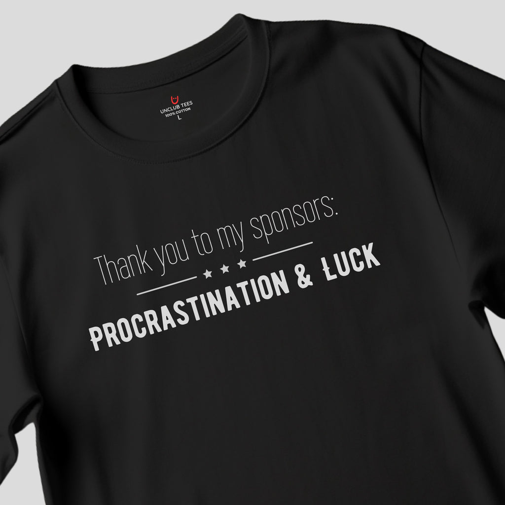 Procrastination & Luck - Unisex Ringspun Cotton Graphic T-Shirt