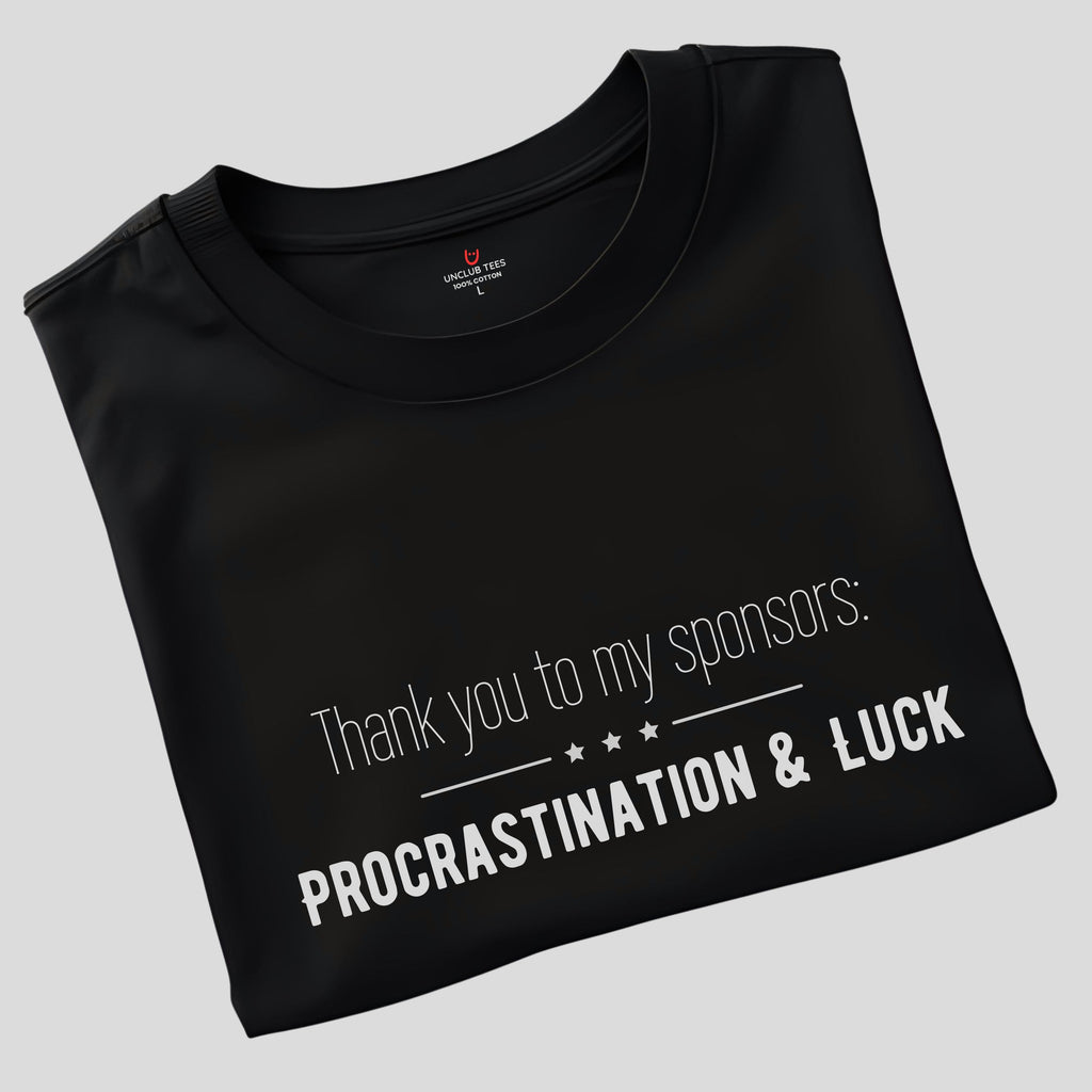 Procrastination & Luck - Unisex Ringspun Cotton Graphic T-Shirt