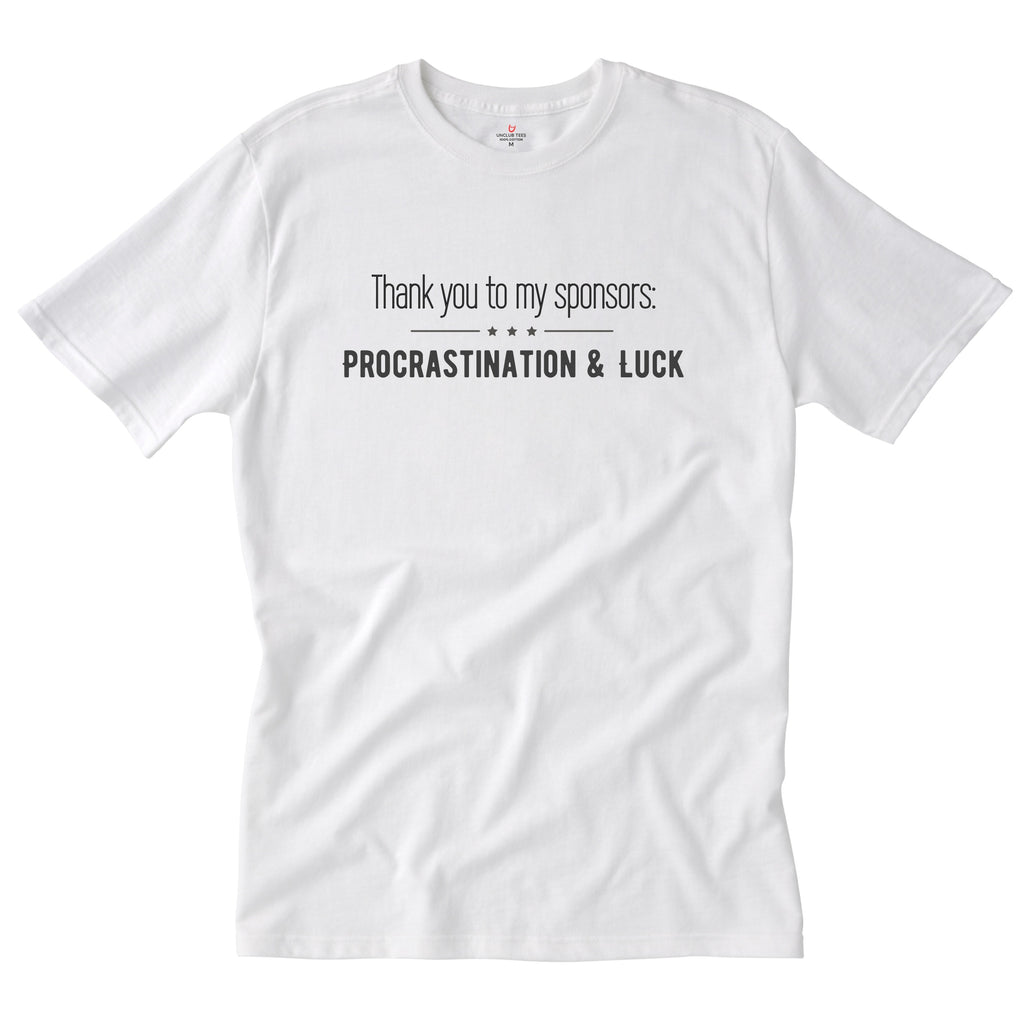 Procrastination & Luck - Unisex Ringspun Cotton Graphic T-Shirt