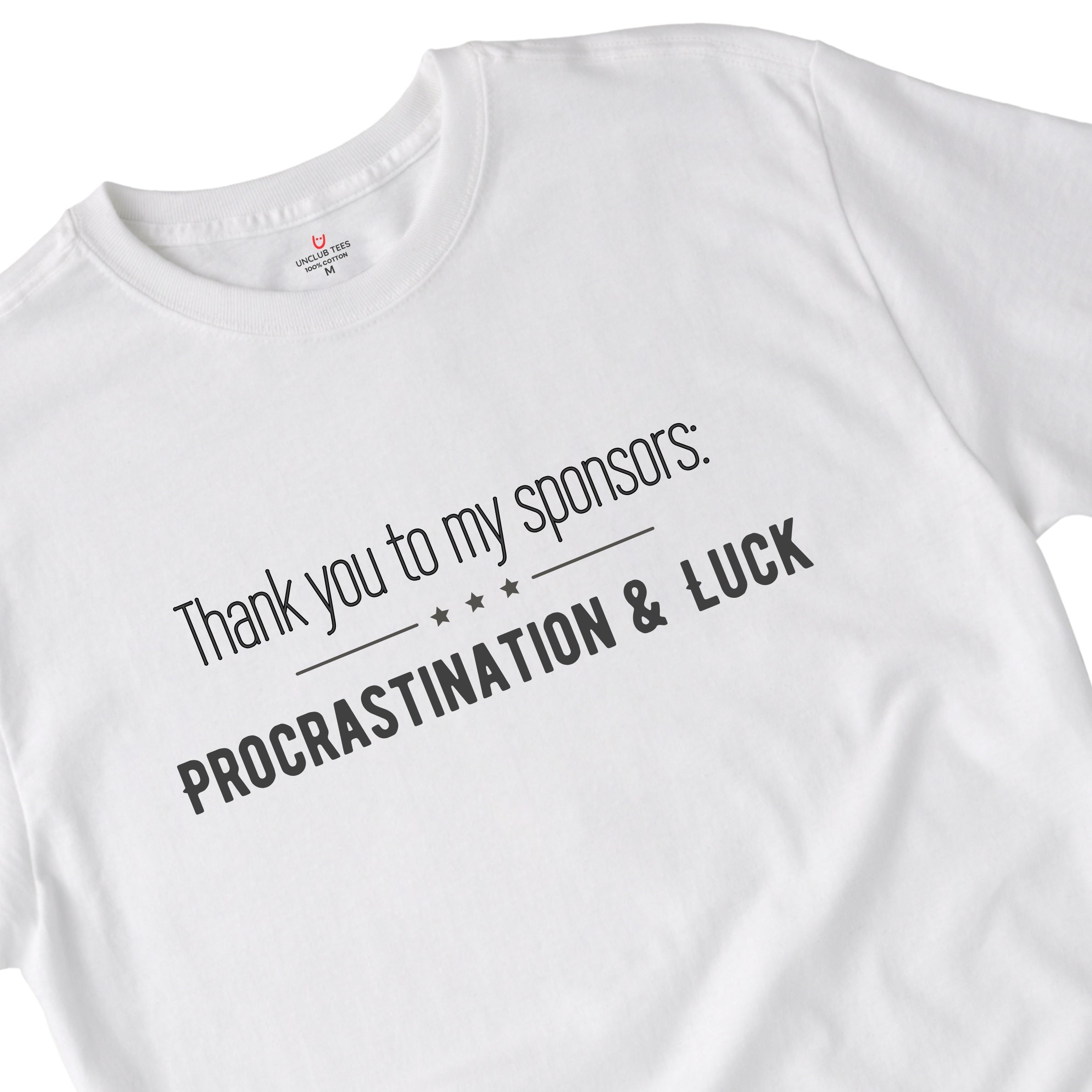 Procrastination & Luck - Unisex Ringspun Cotton Graphic T-Shirt