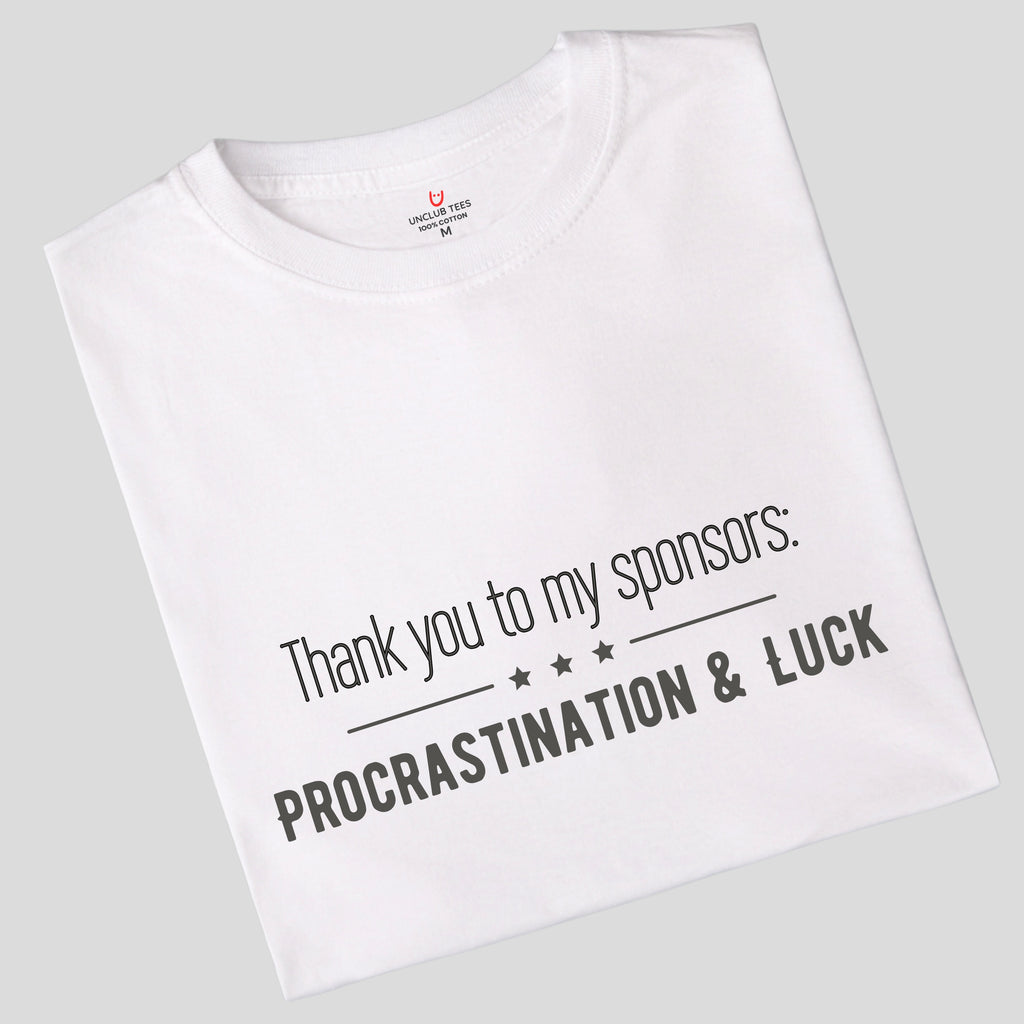 Procrastination & Luck - Unisex Ringspun Cotton Graphic T-Shirt